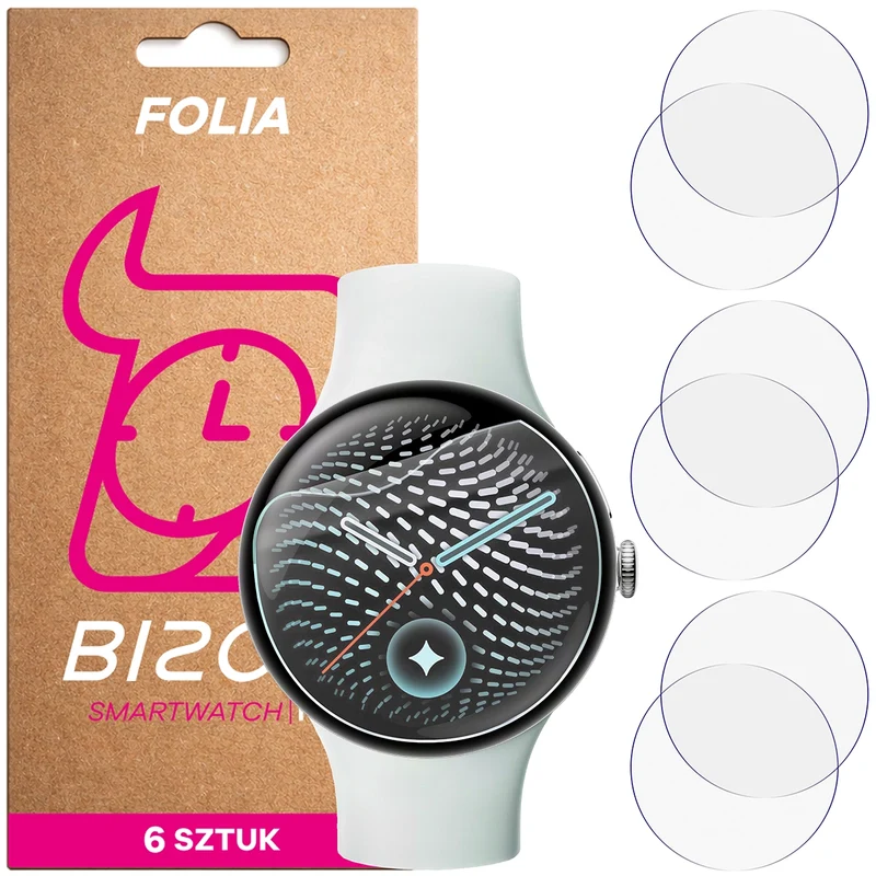 Schutzfolie für den Bildschirm für Google Pixel Watch 5 (45mm), Bizon Watch HydroFlex, 6 Stück