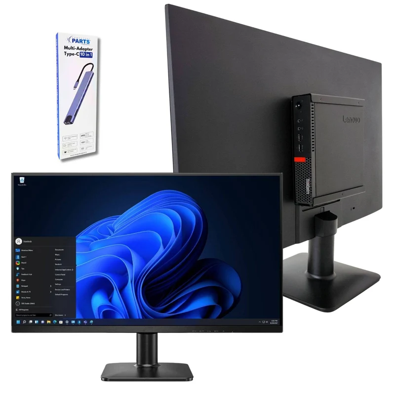 Postazione Completa Lenovo M910q 27" FullHD | Mini PC i5 | Monitor Philips 27" | Docking 10 in 1 FreeDOS