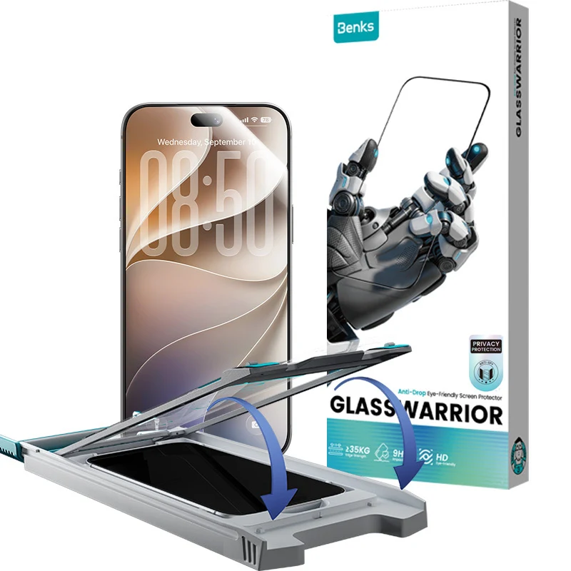 Panzerglas für iPhone 18 Pro Max, Benks Glass Warrior Privacy, Schwarz