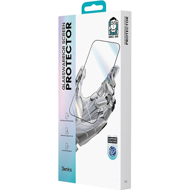 Panzerglas für iPhone 18 Pro, Benks Glass Warrior Sapphire Coating, Schwarz