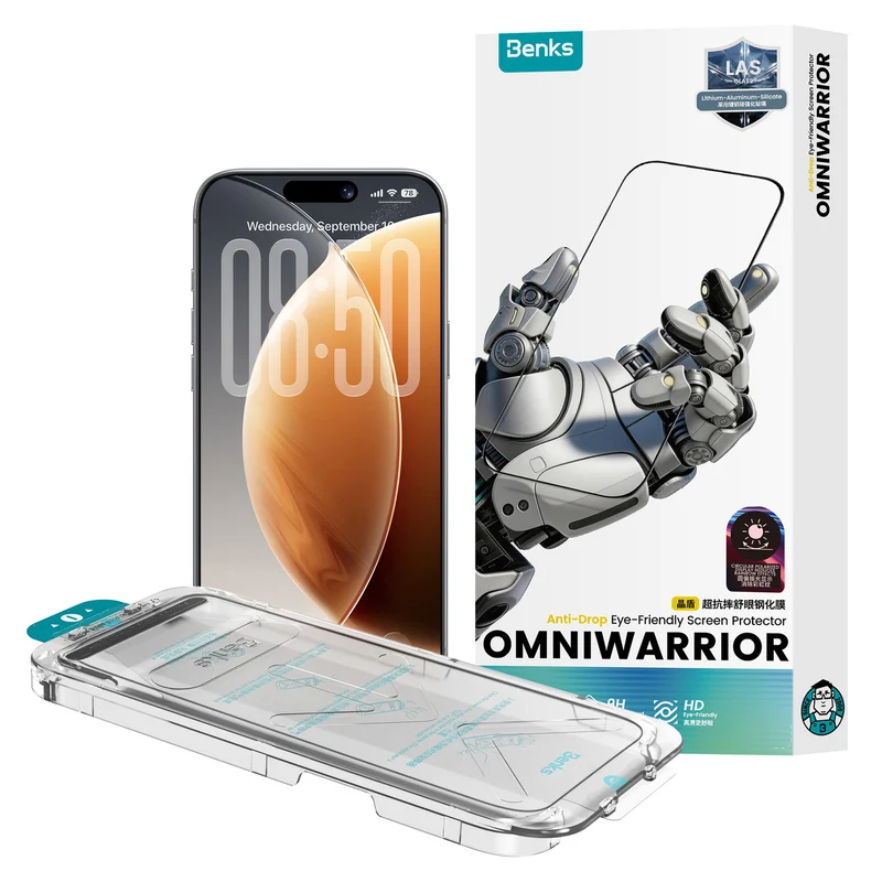Panzerglas für iPhone 18 Pro Max, Benks OmniWarrior Anti-Drop Eye-Friendly, Schwarz