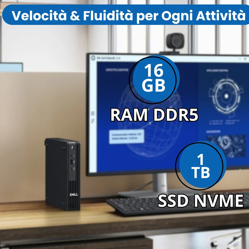 Dell Pro QCM1250 Micro | Intel i5-14500T | Ram 16GB DDR5 | SSD NVMe 1TB | Windows 11 Office 2024 - NUOVO con Docking 10-in-1