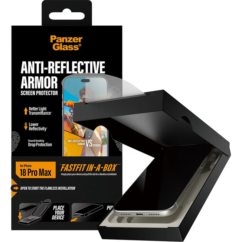 Gehärtetes Glas für iPhone 18 Pro Max, PanzerGlass Anti-reflective Armor Screen Protector mit Applikator FastFit