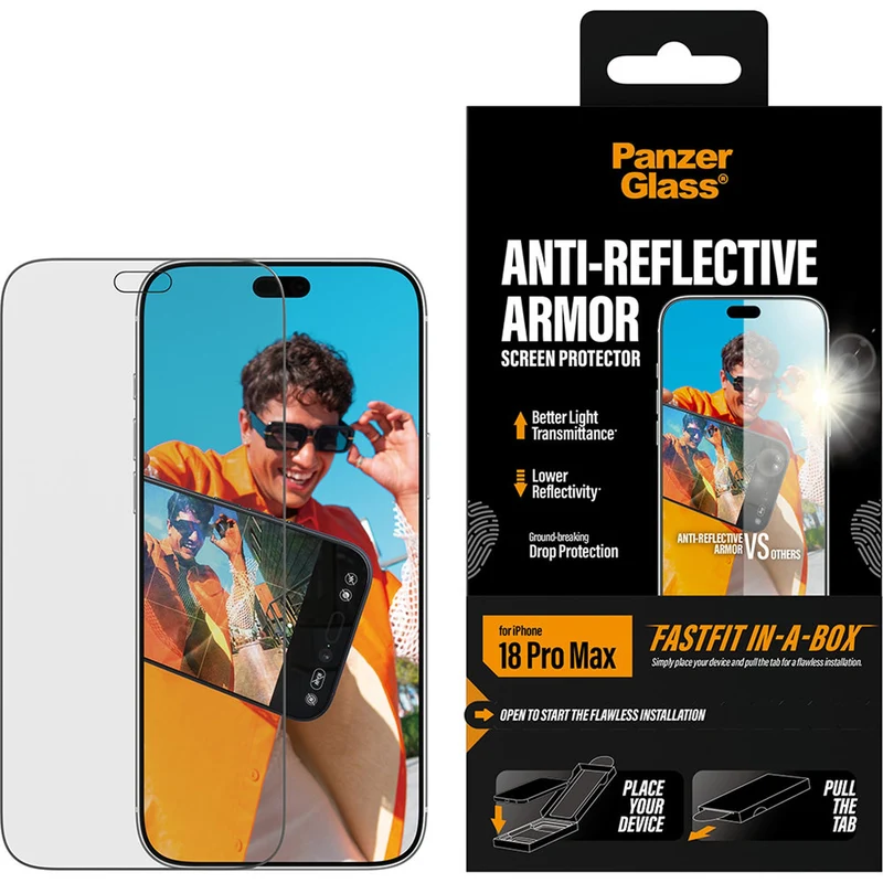 Gehärtetes Glas für iPhone 18 Pro Max, PanzerGlass Anti-reflective Armor Screen Protector mit Applikator FastFit