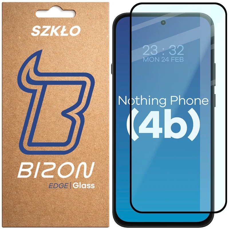 Gehärtetes Glas für Nothing Phone (4b), Bizon Glass Edge, Schwarzer Rahmen