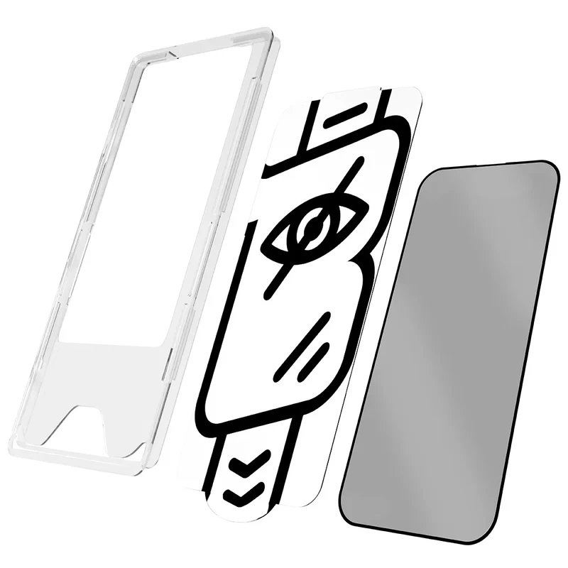 Gehärtetes Glas mit Privatschutzfilter und Applikationsrahmen für iPhone 18 Pro, Bizon Glass Aplikator Shadow, 2 Sets