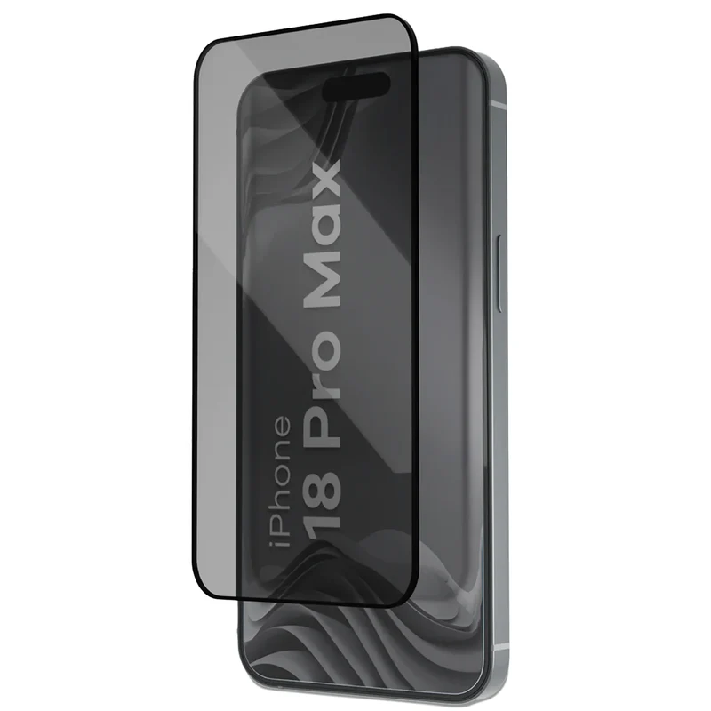 Gehärtetes Glas mit Privatschutzfilter und Applikationsrahmen für iPhone 18 Pro Max, Bizon Glass Aplikator Shadow, 2 Sets