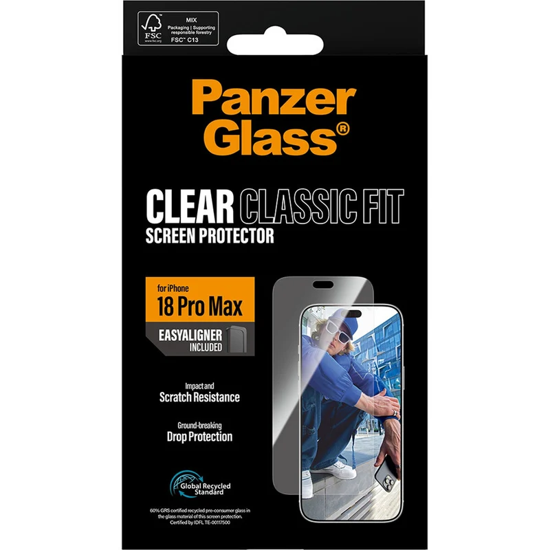 Gehärtetes Glas mit Applikator für iPhone 18 Pro Max, PanzerGlass Classic Fit EasyAligner