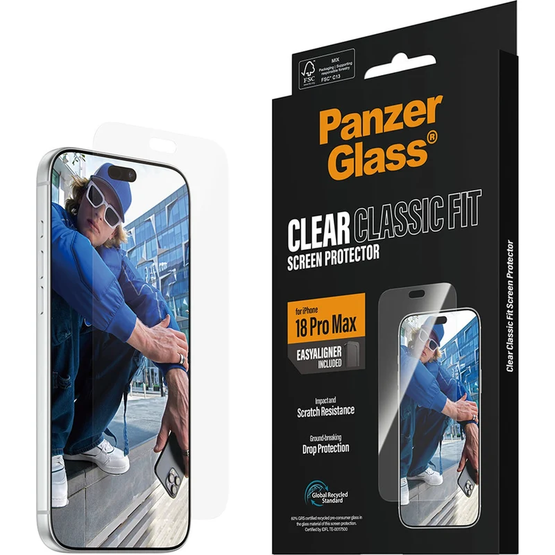 Gehärtetes Glas mit Applikator für iPhone 18 Pro Max, PanzerGlass Classic Fit EasyAligner