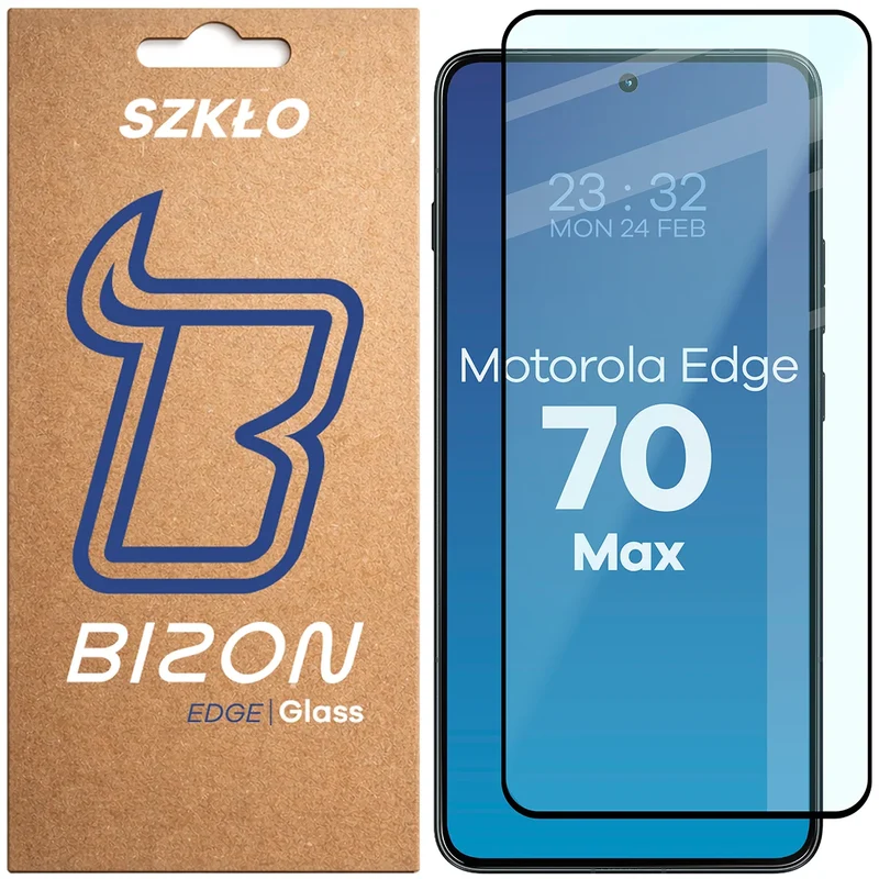 Gehärtetes Glas für Motorola Edge 70 Max, Bizon Glass Edge, Schwarzer Rahmen
