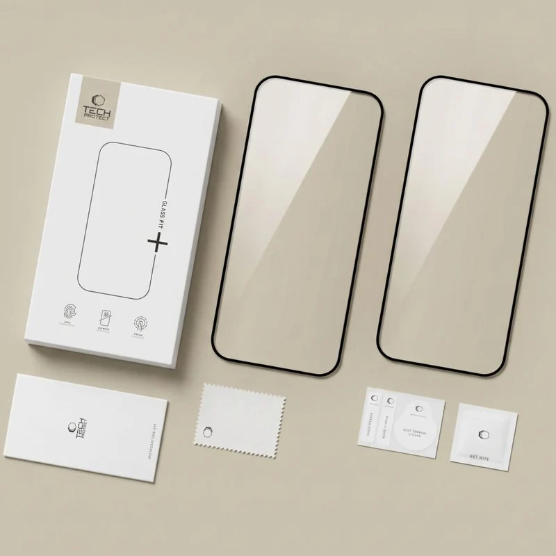 Gehärtetes Glas für Xiaomi Redmi 17 4G / 5G, Tech-Protect Glass Fit Plus, 2 Stück, Schwarzer Rahmen