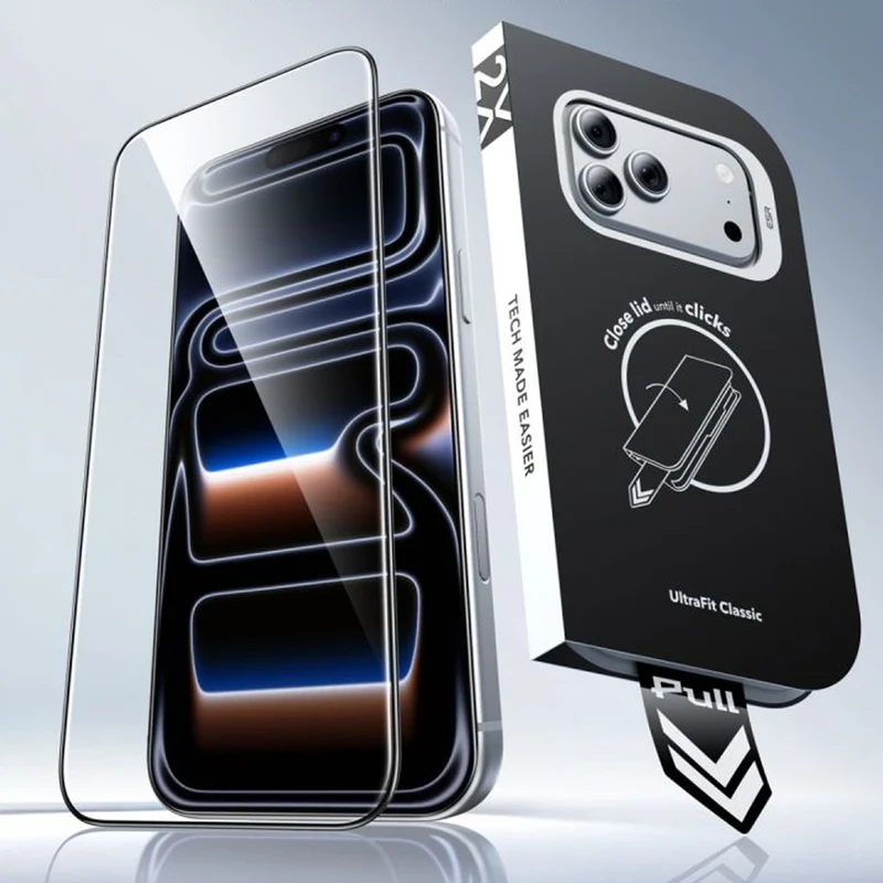 Gehärtetes Glas mit Positionierrahmen für iPhone 18 Pro Max / 17 Pro Max, ESR UltraFit Classic Screen Protector, 2 Stück