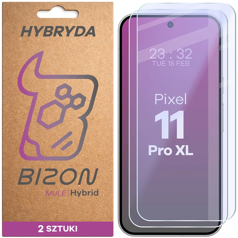 Flexibles Hybridglas für Google Pixel 11 Pro XL, Bizon Hybrid Mule Duo, 2 Stück