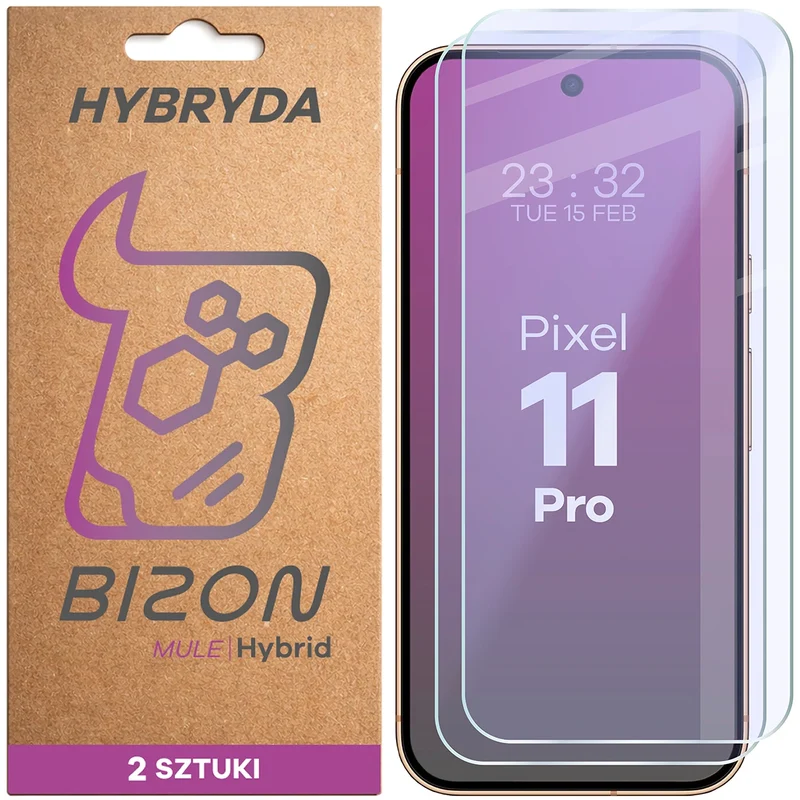 Flexibles Hybridglas für Google Pixel 11 Pro, Bizon Hybrid Mule Duo, 2 Stück