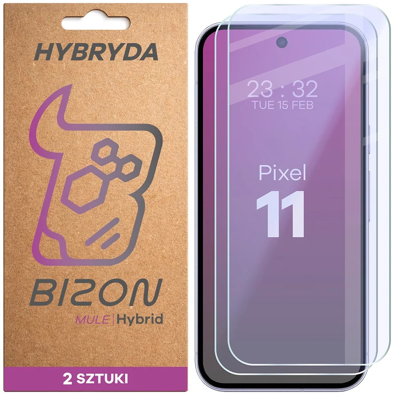 Flexibles Hybridglas für Google Pixel 11, Bizon Hybrid Mule Duo, 2 Stück