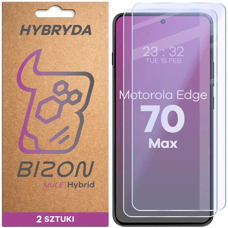 Flexibles Hybridglas für Motorola Edge 70 Max, Bizon Hybrid Mule Duo, 2 Stück