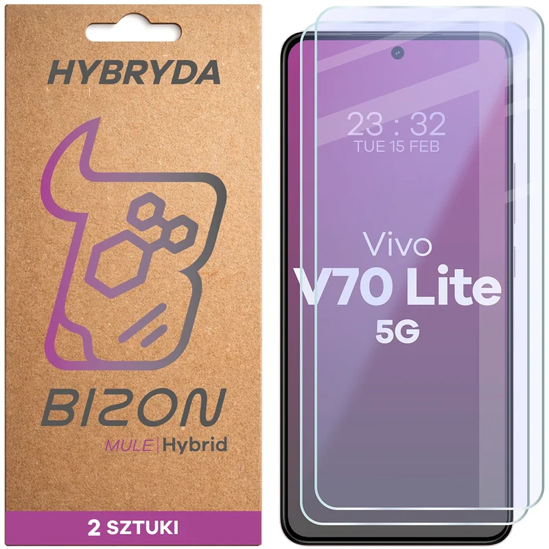 Flexibles Hybridglas für Vivo V70 Lite 5G, Bizon Hybrid Mule Duo, 2 Stück