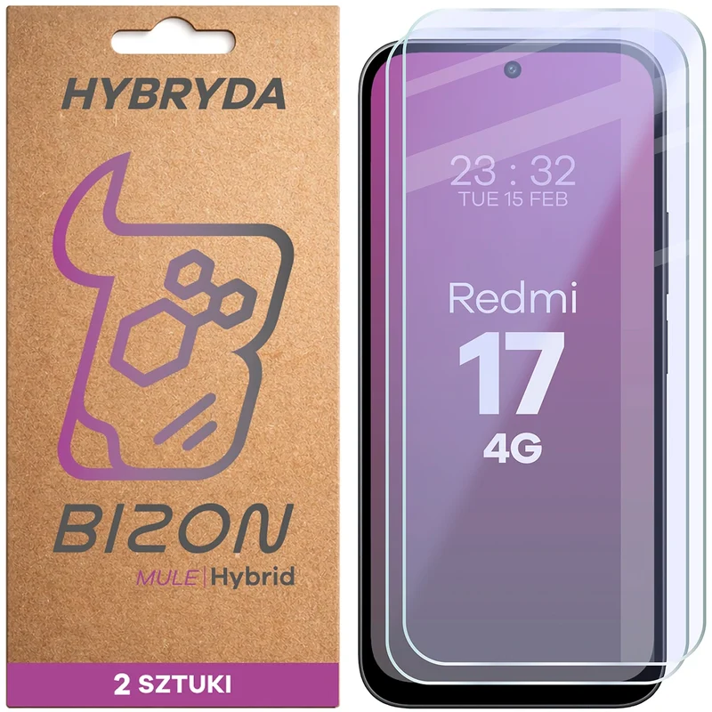 Flexibles Hybridglas für Xiaomi Redmi 17 4G, Bizon Hybrid Mule Duo, 2 Stück