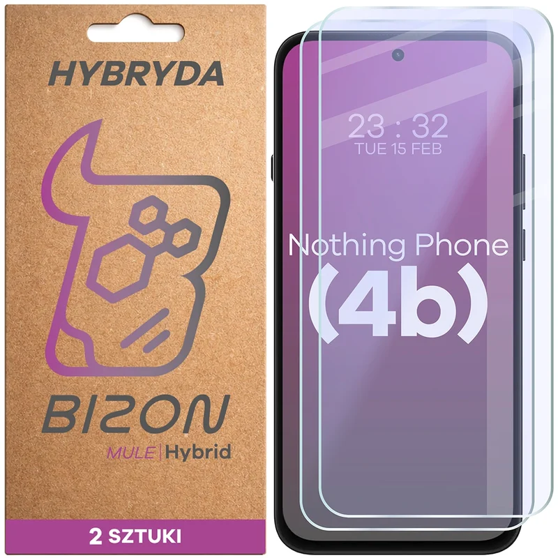 Flexibles Hybridglas für Nothing Phone (4b), Bizon Hybrid Mule Duo, 2 Stück