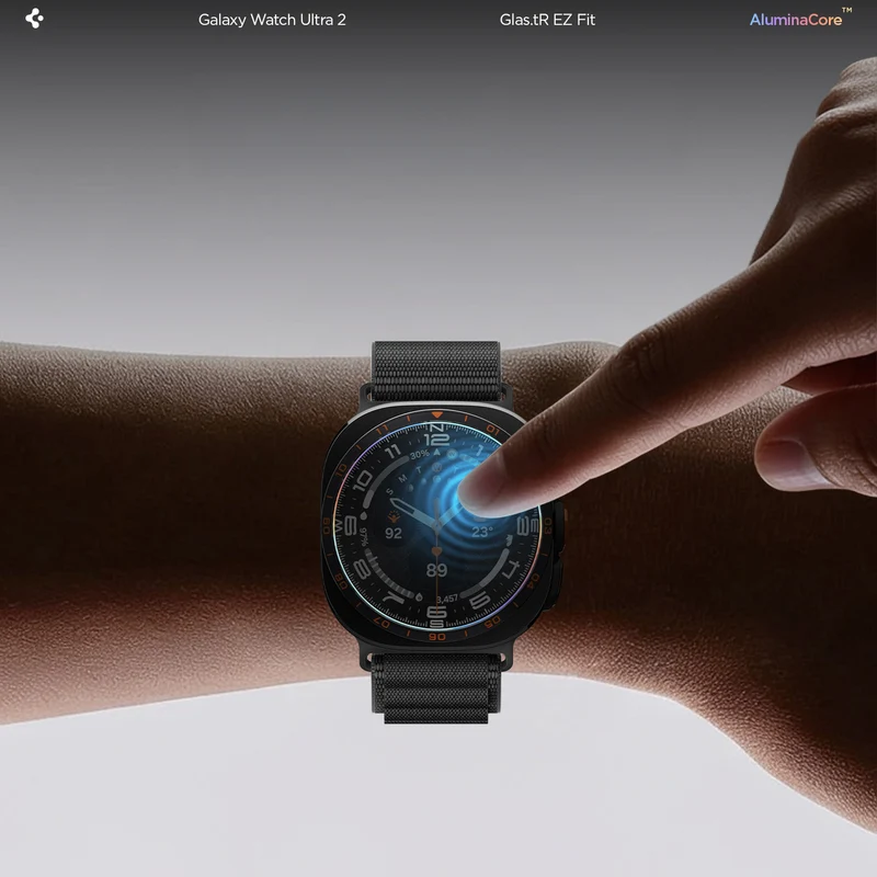 Glas für Galaxy Watch Ultra 2 47 mm, Spigen Glas.tR EZ Fit AC 2-Pack mit Applikator