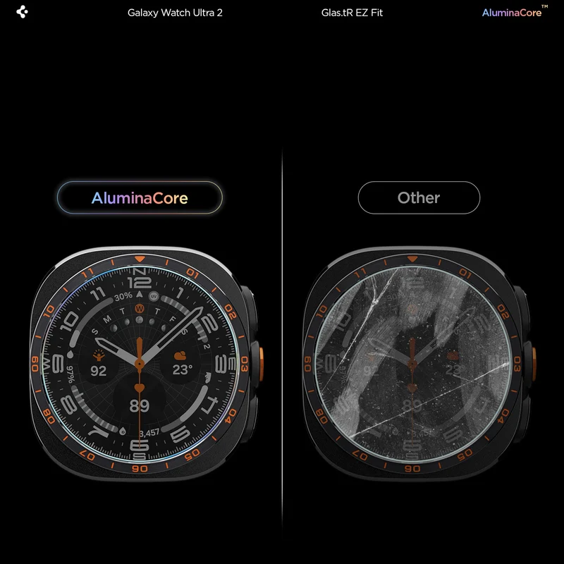 Glas für Galaxy Watch Ultra 2 47 mm, Spigen Glas.tR EZ Fit AC 2-Pack mit Applikator