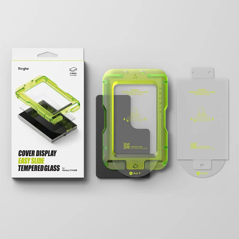 Gehärtetes Bildschirmglas mit Applikator für Galaxy Z Fold8, Ringke Cover Display Easy Slide, Transparent, 2 Stück
