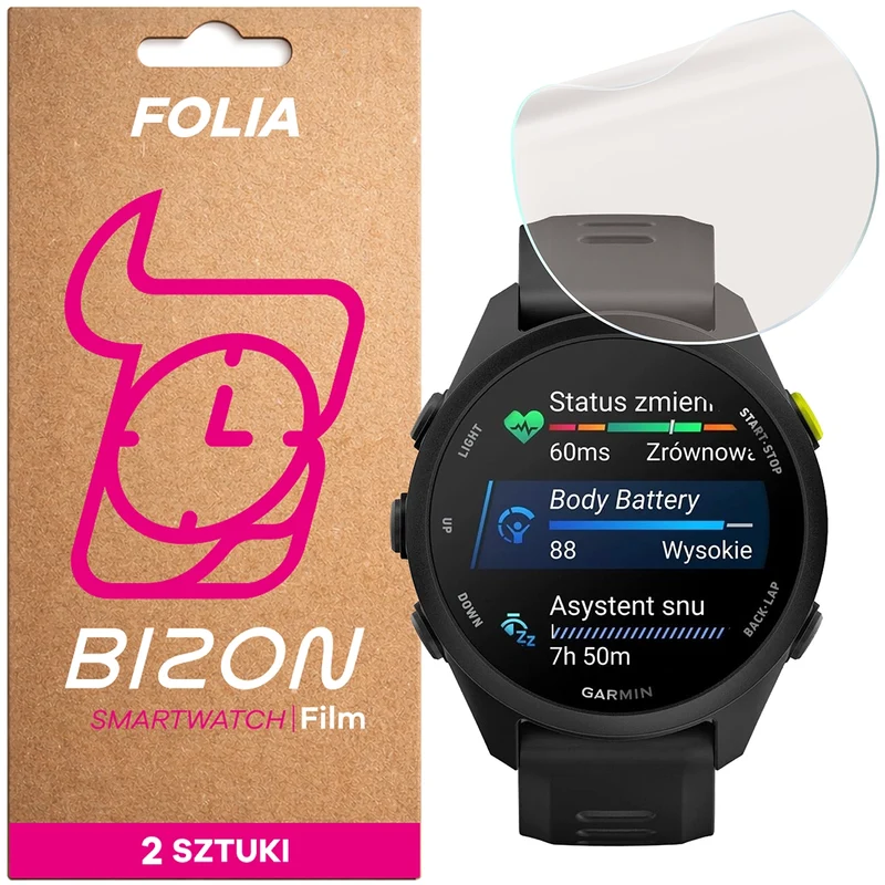 Matte Folie für Garmin Forerunner 70, Bizon Watch Film Matte Duo, 2 Stück