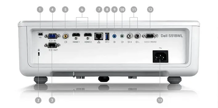 DELL S518WL videoproiettore 3200 ANSI lumen DLP WXGA 1280x800 Compatibilità 3D WiFi Proiettore desktop Perfetto per sale multimediali