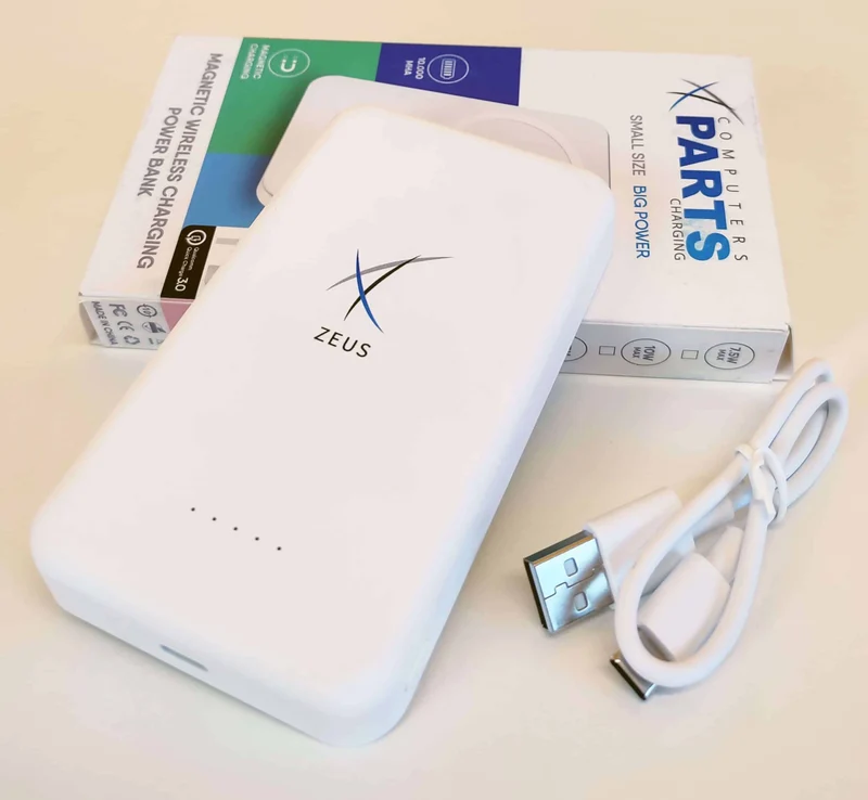 Zeus Power Bank MagSafe 10.000 mAh Ricarica Wireless Qualcomm Quick Charge 3.0 Compatibile con Iphone Samsung Xiaomi Huawei