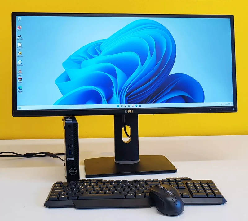 Bundle DELL OptiPlex 7080 MFF Mini PC | Intel i5-10500T 6Cores | Ram 16Gb | SSD 512Gb | Windows 11 Pro Monitor DELL UltraSharp U2913WM LED IPS 29″ 2560×1080 Pixel FullHD 21:9 Kit Mouse e tastiera Wireless
