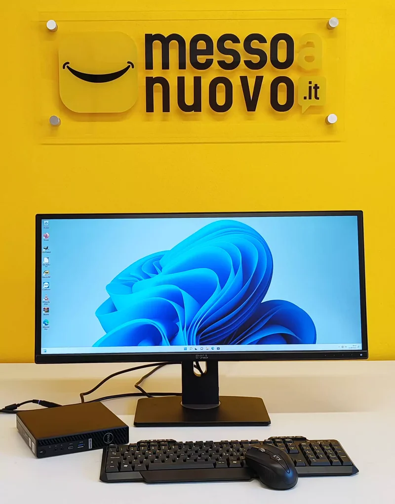 Bundle DELL OptiPlex 7080 MFF Mini PC | Intel i5-10500T 6Cores | Ram 16Gb | SSD 512Gb | Windows 11 Pro Monitor DELL UltraSharp U2913WM LED IPS 29″ 2560×1080 Pixel FullHD 21:9 Kit Mouse e tastiera Wireless