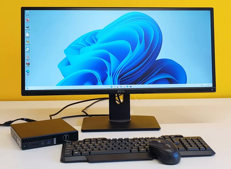 Bundle DELL OptiPlex 7080 MFF Mini PC | Intel i5-10500T 6Cores | Ram 16Gb | SSD 512Gb | Windows 11 Pro Monitor DELL UltraSharp U2913WM LED IPS 29″ 2560×1080 Pixel FullHD 21:9 Kit Mouse e tastiera Wireless