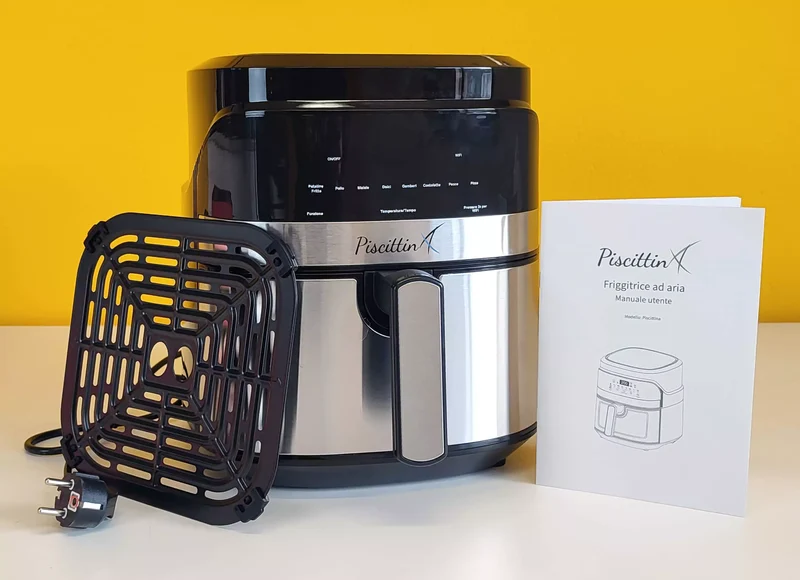 Friggitrice ad aria Piscittina 5.5L 1500W 8 Programmi pre-impostati Touch Screen Wi-Fi App dedicata Garanzia 2 anni friggi senza grassi