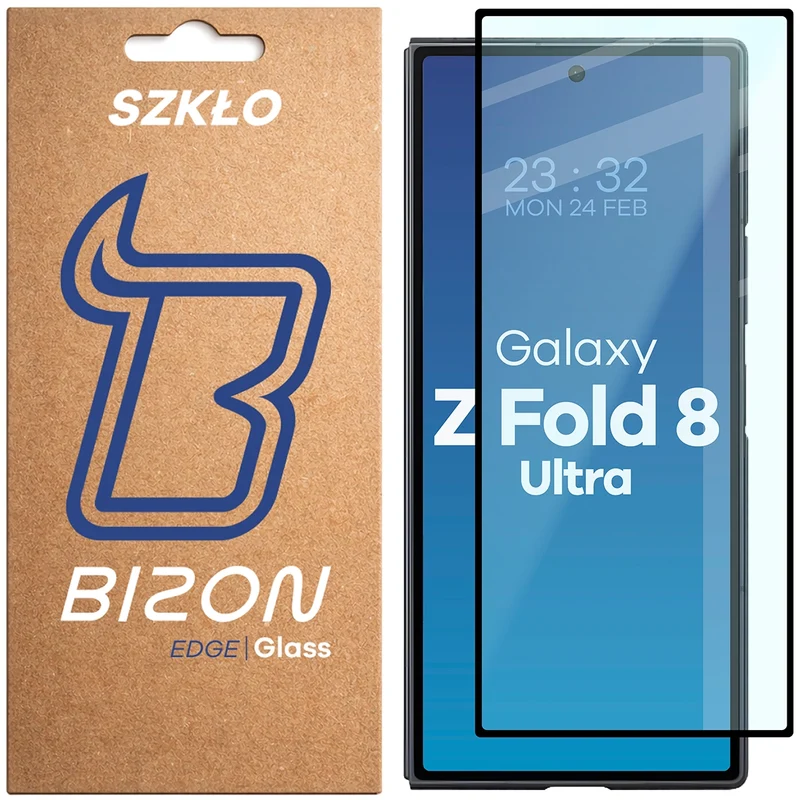Gehärtetes Glas für Galaxy Z Fold8 Ultra, Bizon Glass Edge, Schwarzer Rahmen