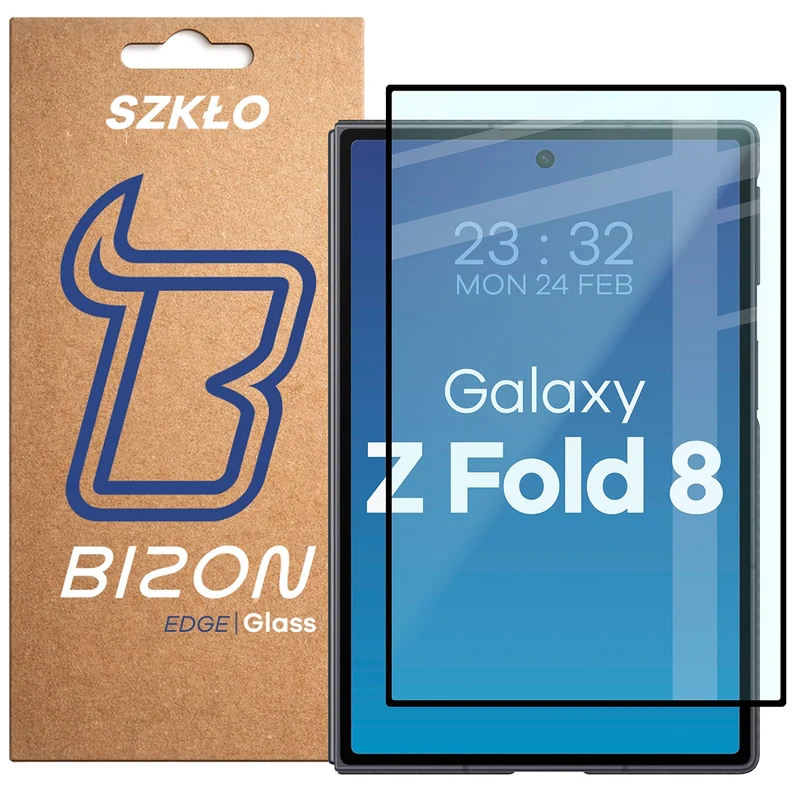 Gehärtetes Glas für Galaxy Z Fold8, Bizon Glass Edge, Schwarzer Rahmen