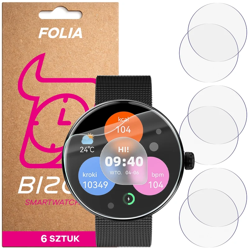 Schutzfolie für den Bildschirm für Forever Forevive 5, Bizon Watch HydroFlex, 6 Stück