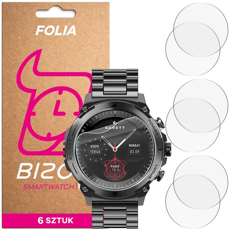 Schutzfolie für den Bildschirm für Garett Atom, Bizon Watch HydroFlex, 6 Stück