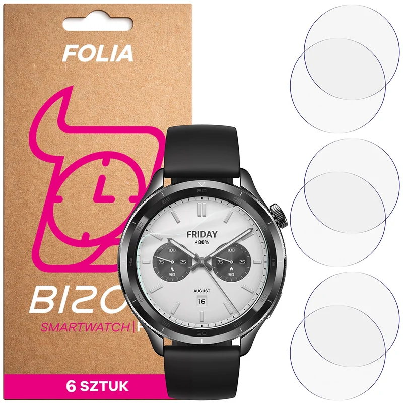 Schutzfolie für den Bildschirm für Xiaomi Watch S4 47 mm, Bizon Watch HydroFlex, 6 Stück
