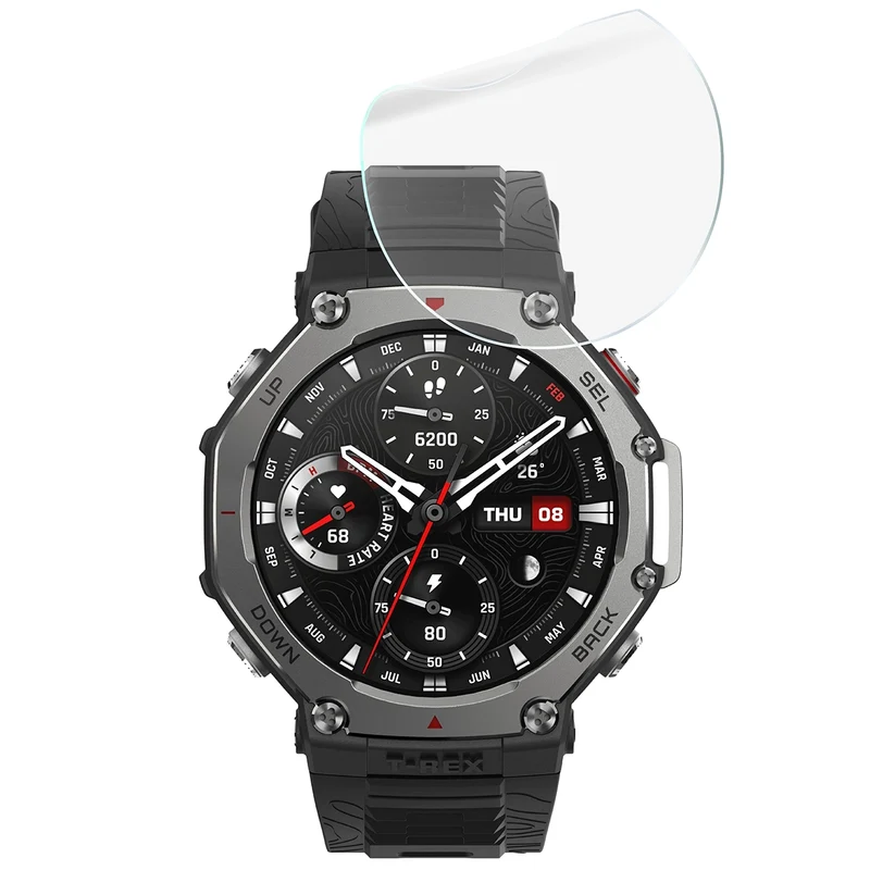 Schutzfolie für den Bildschirm für Amazfit T-Rex 3, Bizon Watch HydroFlex, 6 Stück
