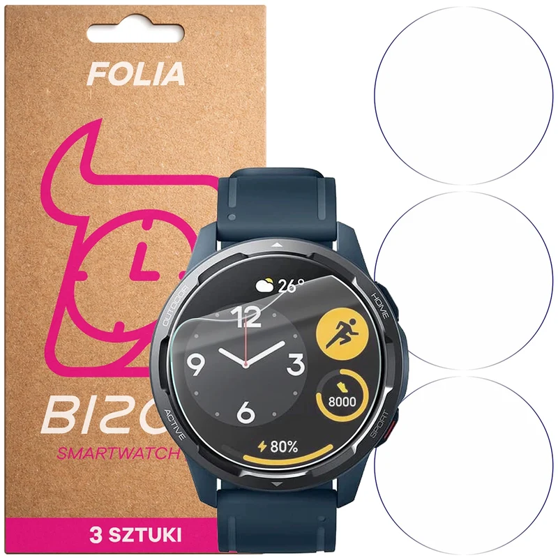Schutzfolie für den Bildschirm für Xiaomi Watch S1 Active, Bizon Watch HydroFlex, 3 Stück