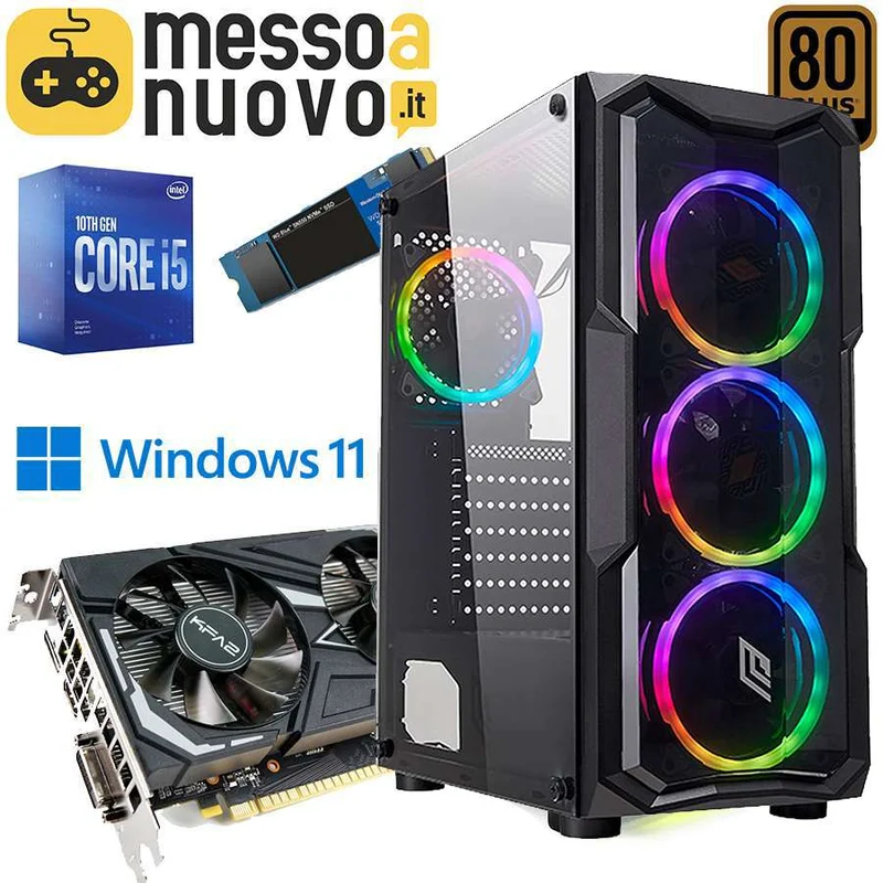 PC da Gaming | Intel i5-10400F 6Cores 4.3 GHz | Ram 16Gb | SSD m.2 nvme 500Gb | Nvidia Geforce GTX 1650 4Gb | Windows 11 Pro Il PC da gaming perfetto per il FullHD