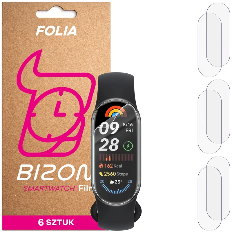 Schutzfolie für den Bildschirm für Xiaomi Smart Band 9, Bizon Watch HydroFlex, 6 Stück