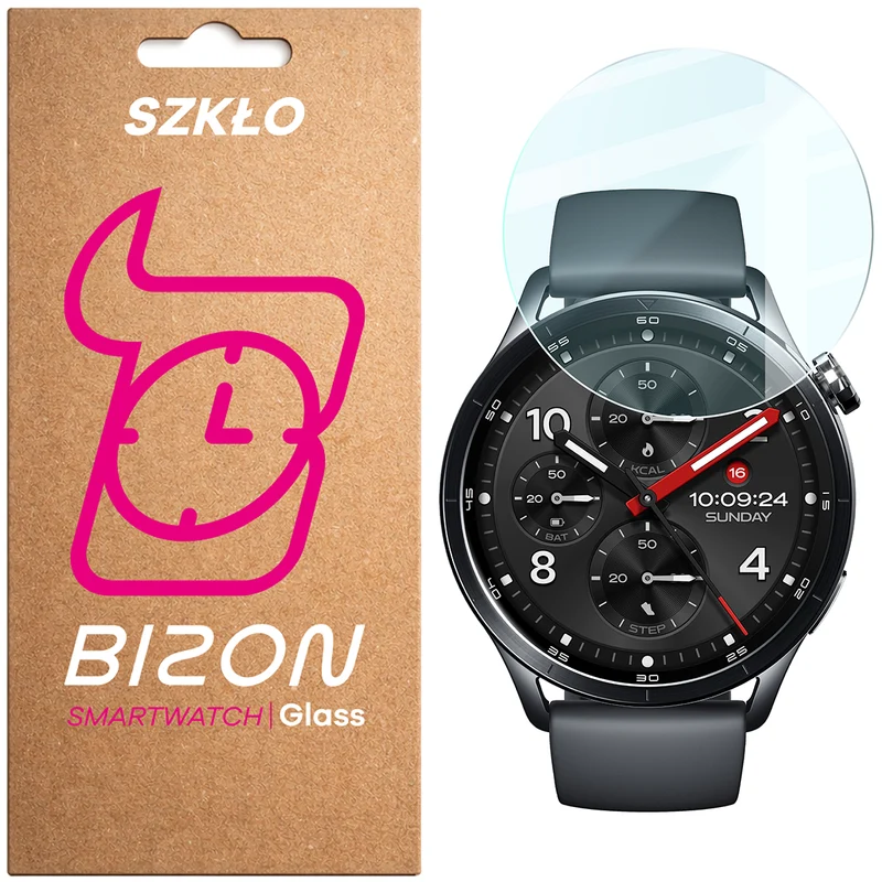 Gehärtetes Glas für Xiaomi Watch S5, Bizon Watch Glass Clear, Transparent