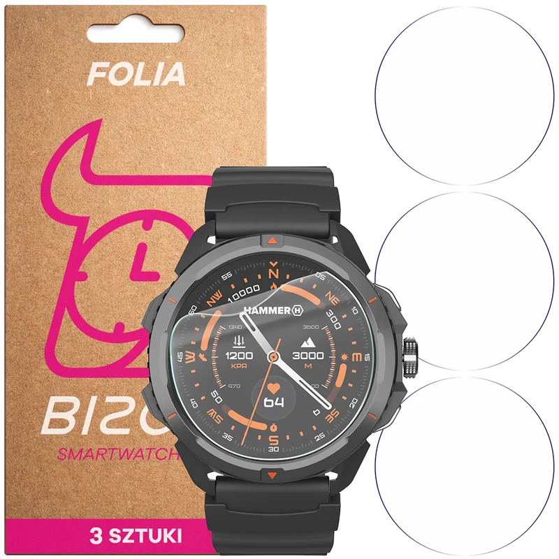 Schutzfolie für den Bildschirm für Huawei Watch GT 3 Pro 46 mm, Bizon Watch HydroFlex, 3 Stück