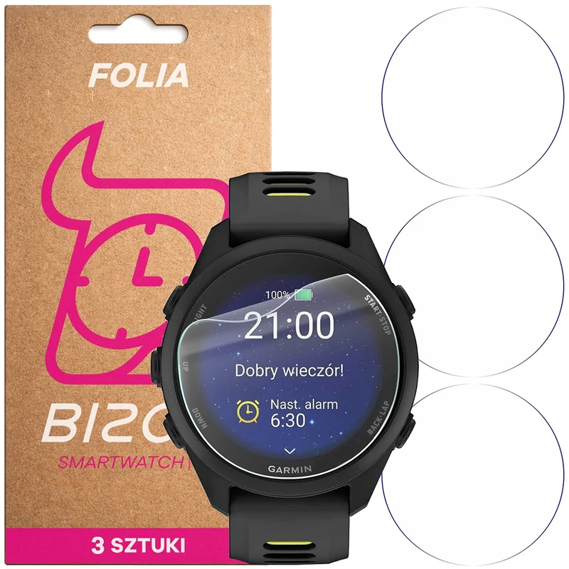 Schutzfolie für den Bildschirm für Garmin Forerunner 170, Bizon Watch HydroFlex, 3 Stück