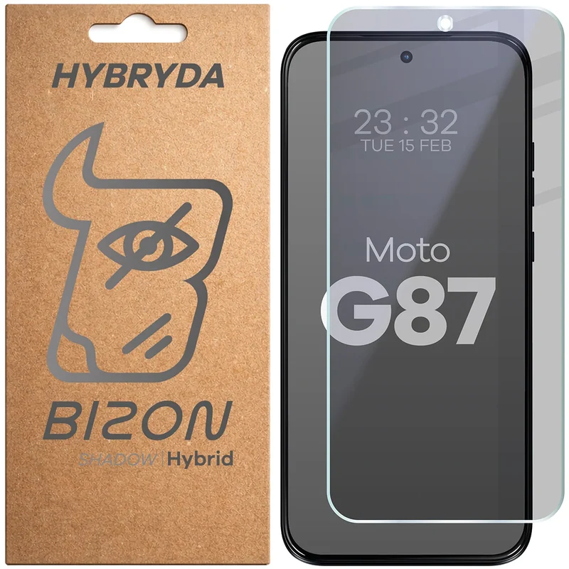Hybridglas mit Privatschutzfilter für Motorola Moto G87 5G, Bizon Hybrid Shadow, Matt