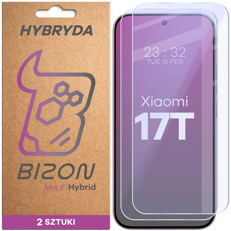 Flexibles Hybridglas für Xiaomi 17T, Bizon Hybrid Mule Duo, 2 Stück
