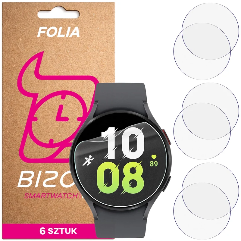 Schutzfolie für den Bildschirm für Galaxy Watch 5 44mm, Bizon Watch HydroFlex, 6 Stück