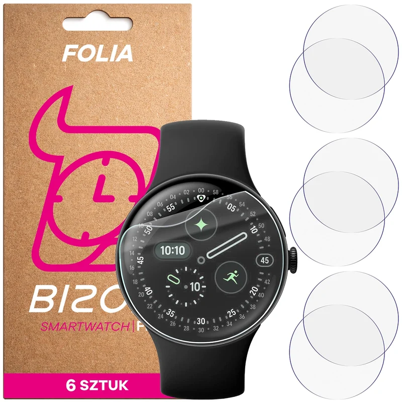Schutzfolie für den Bildschirm für Google Pixel Watch 4 45 mm, Bizon Watch HydroFlex, 6 Stück
