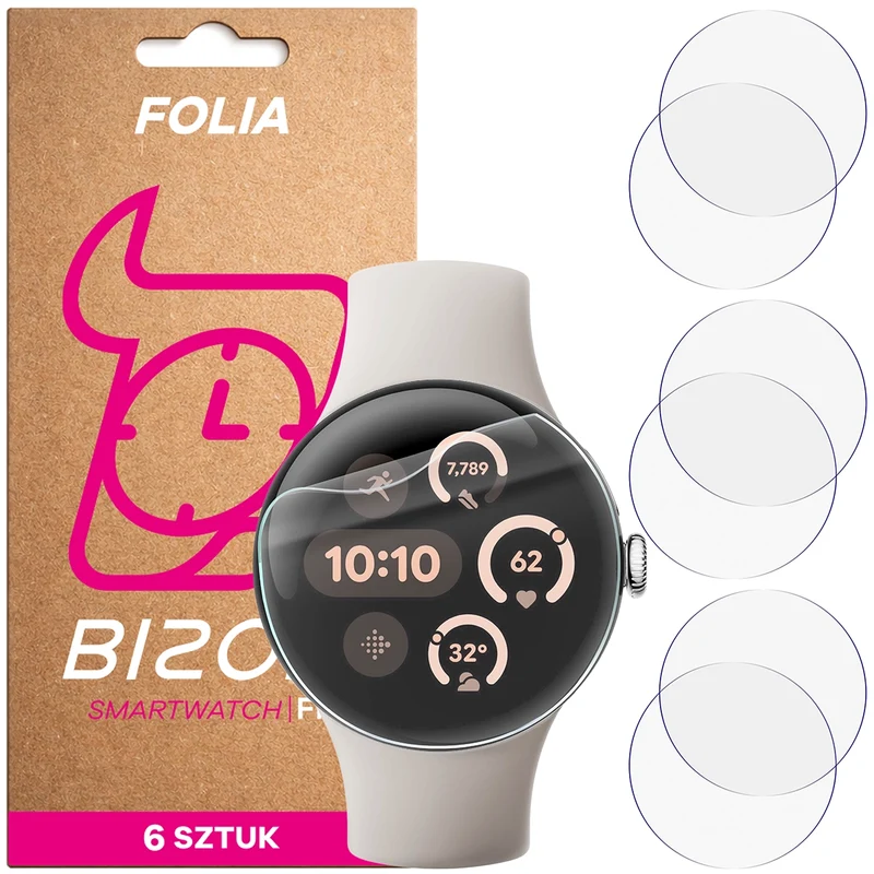 Schutzfolie für den Bildschirm für Google Pixel Watch 3 41 mm, Bizon Watch HydroFlex, 6 Stück